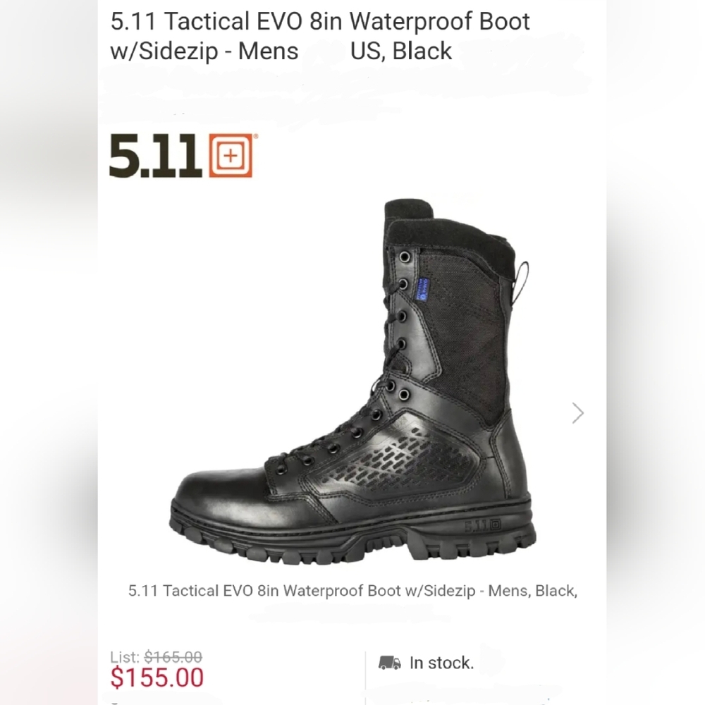 5.11 Tactical Black Men's Boots 10.5